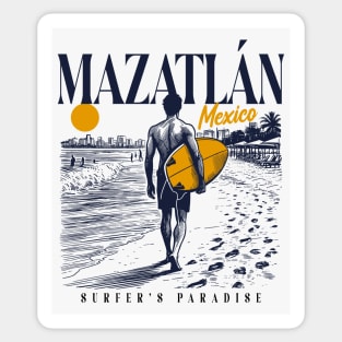 Vintage Surfing Mazatlan, Mexico // Retro Surfer Sketch // Surfer's Paradise Sticker